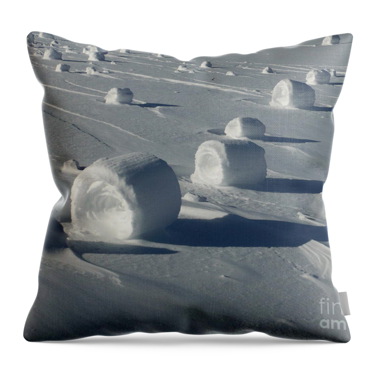 Snow Rollers Throw Pillow featuring the photograph Snow Rollers 12 by Paddy Shaffer