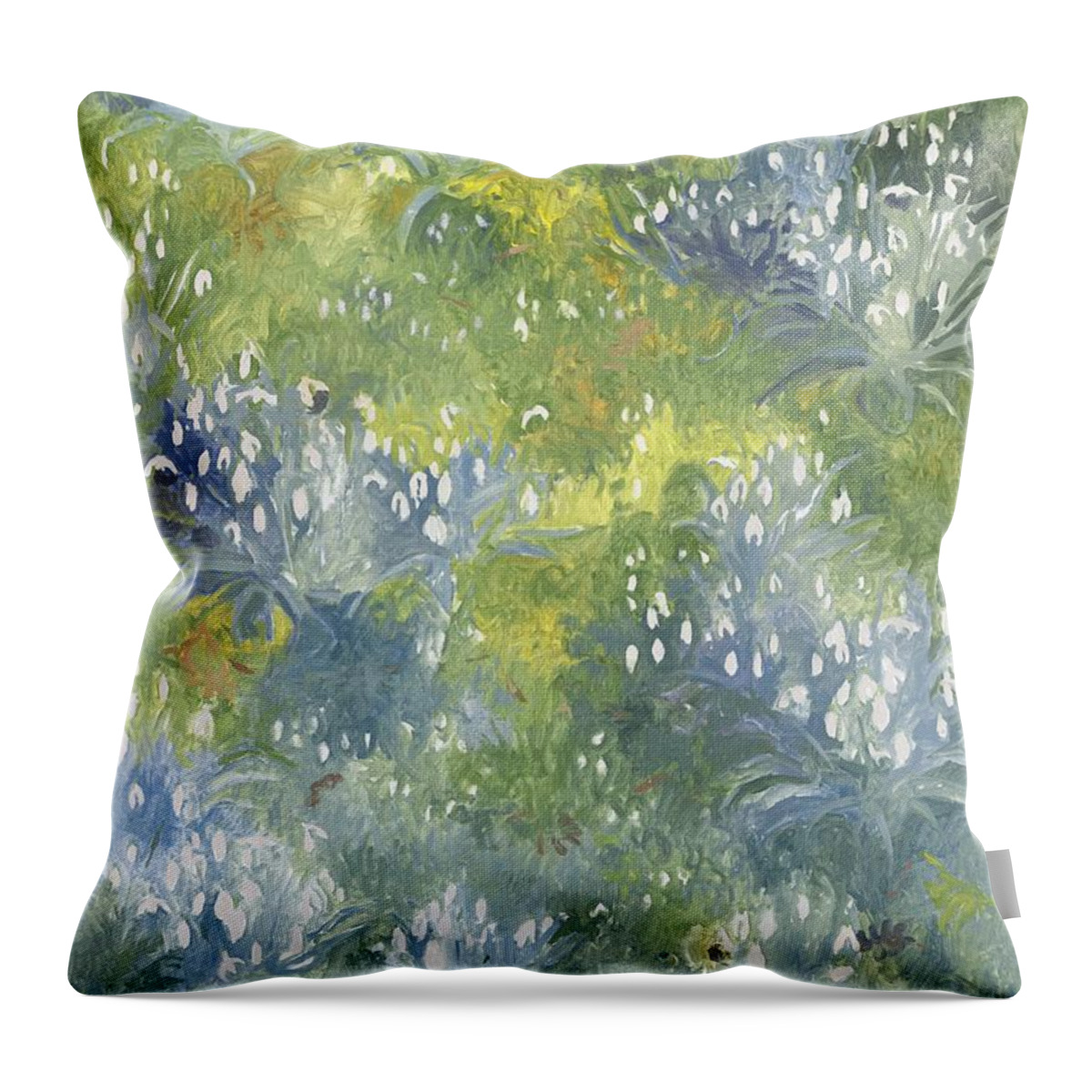 Floral Throw Pillow featuring the painting Snowdrops by Leigh Glover