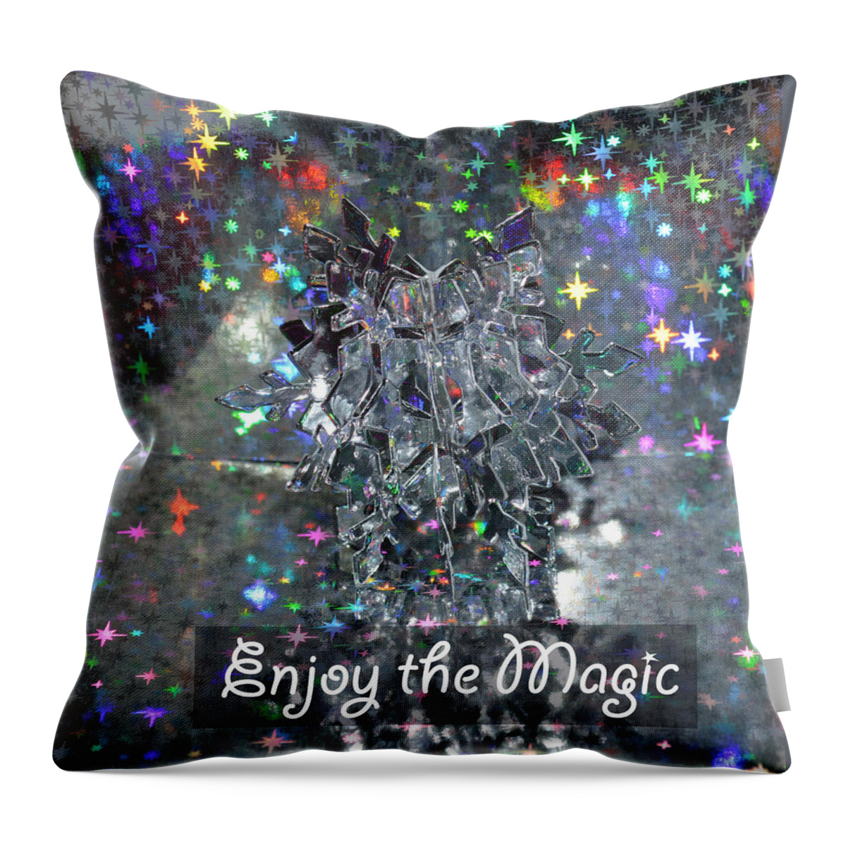 Abstract Throw Pillow featuring the digital art Snowflake On Ice by Lena Wilhite