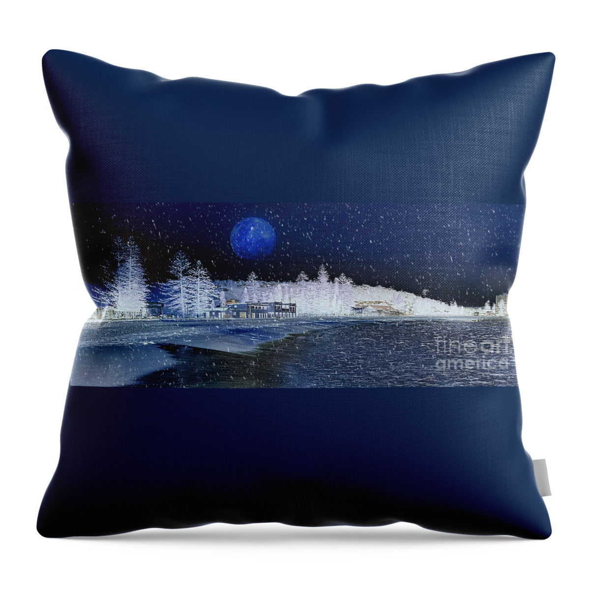 Photography Throw Pillow featuring the photograph Snowing at Sydney Beach by Kaye Menner