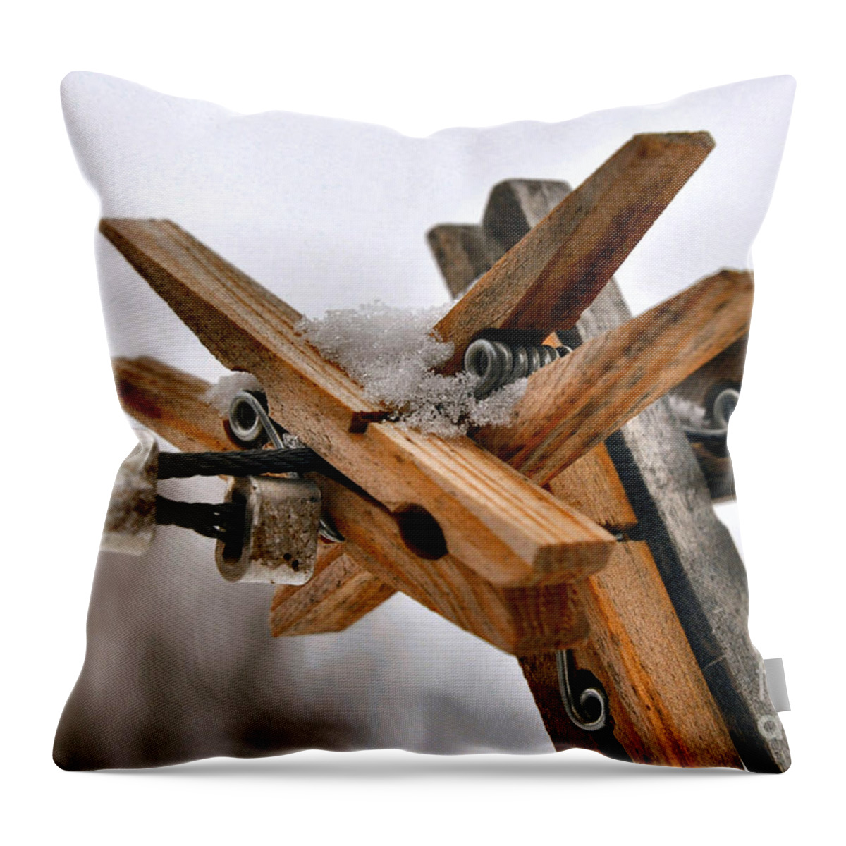 Snow Throw Pillow featuring the photograph Winter Laundry Day by Anjanette Douglas