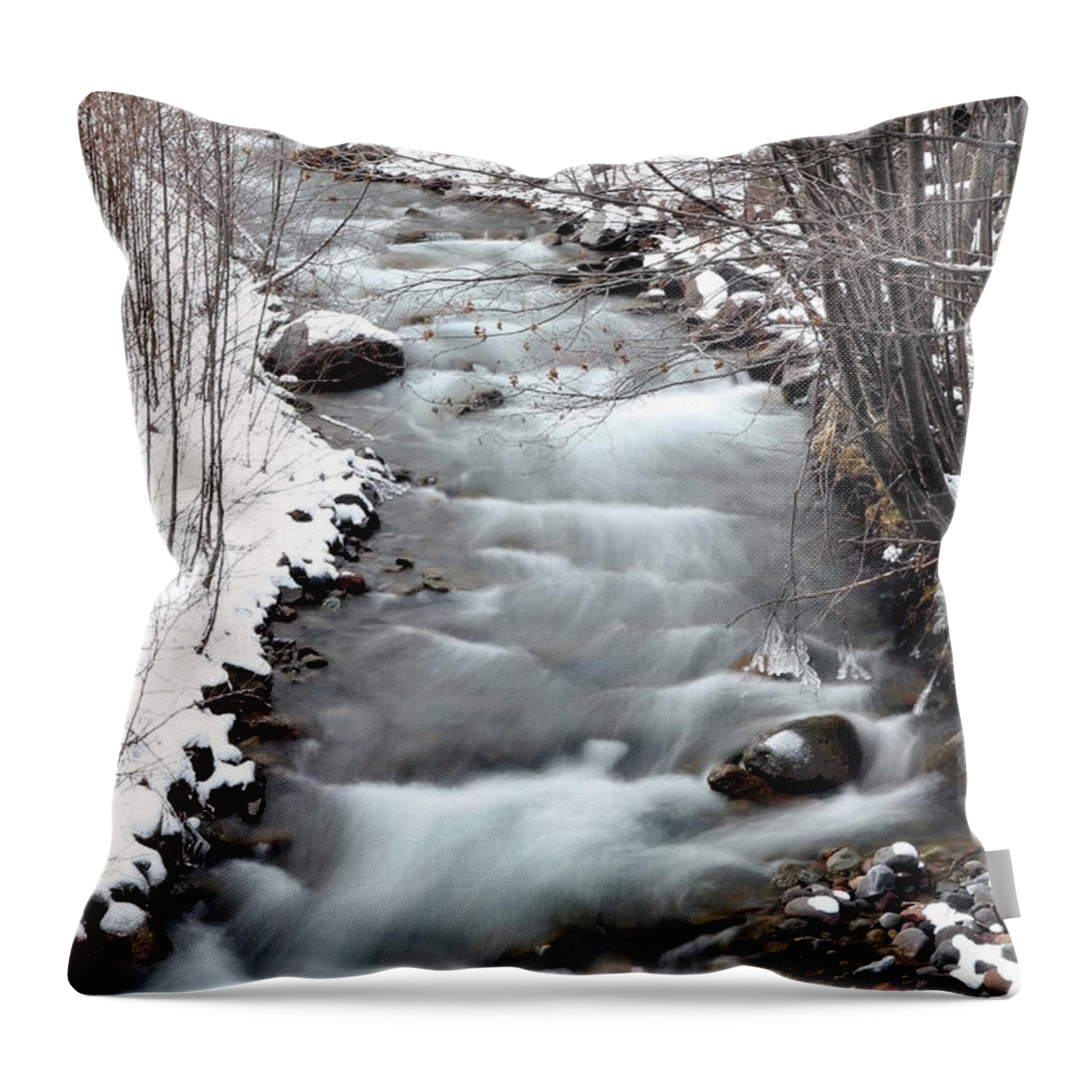 Mount Hood Waterfall Throw Pillow featuring the photograph Snowy River at Mt. Hood by Athena Mckinzie