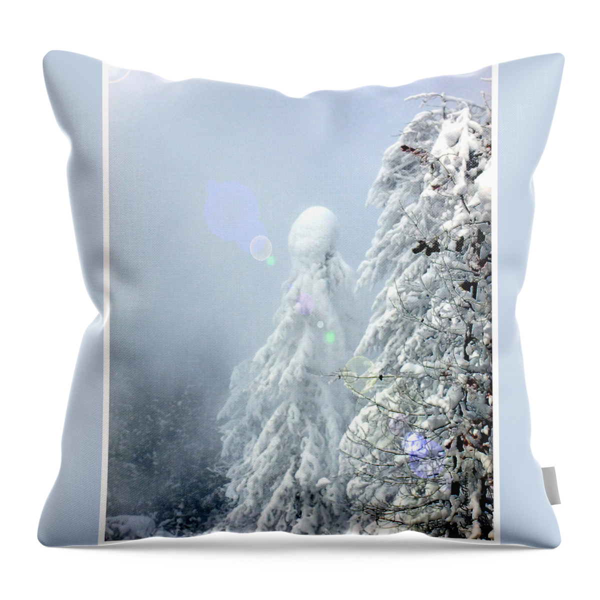 Landscape Throw Pillow featuring the photograph Snowy trees by Kae Cheatham