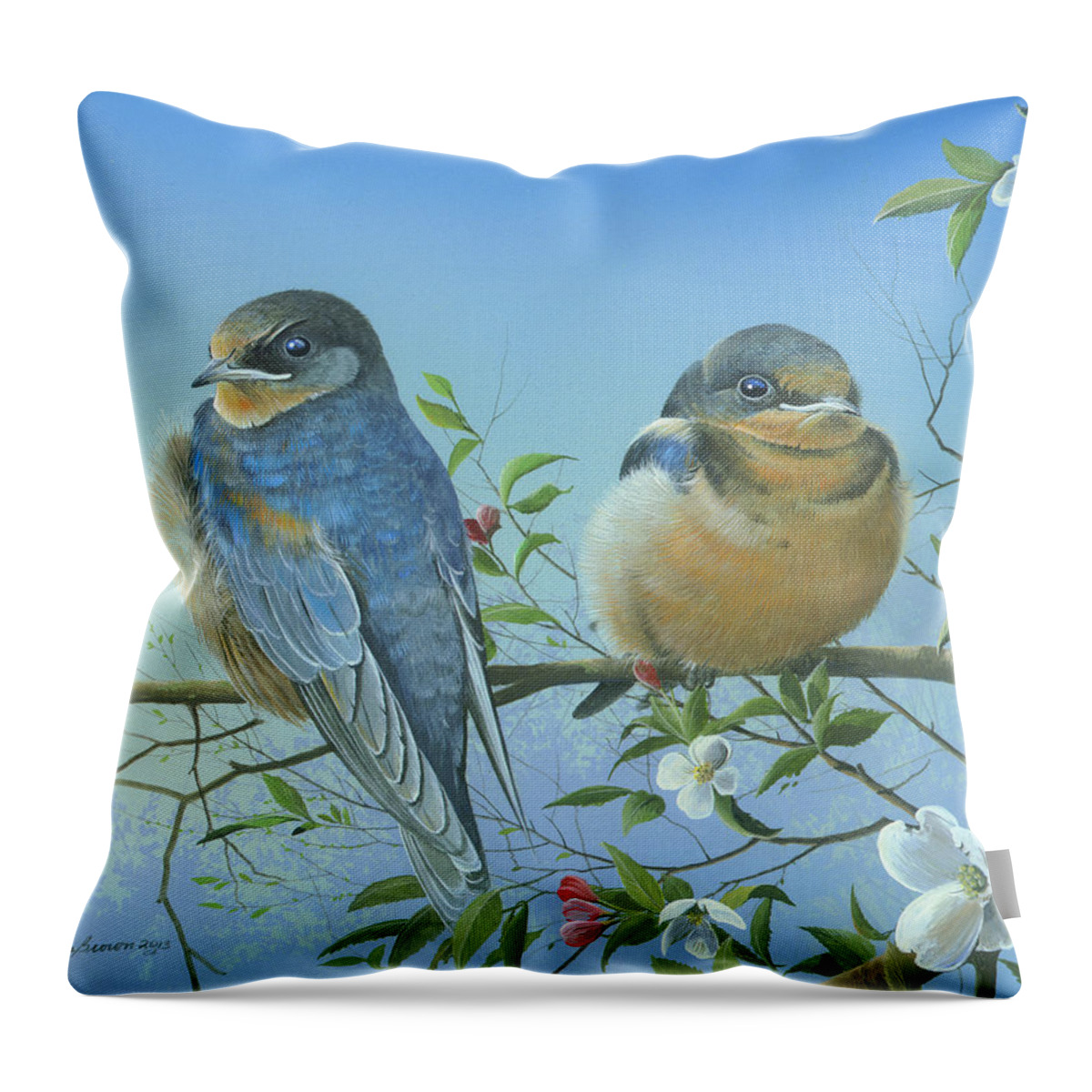 Barn Swallows Painting Throw Pillow featuring the painting So Be It by Mike Brown