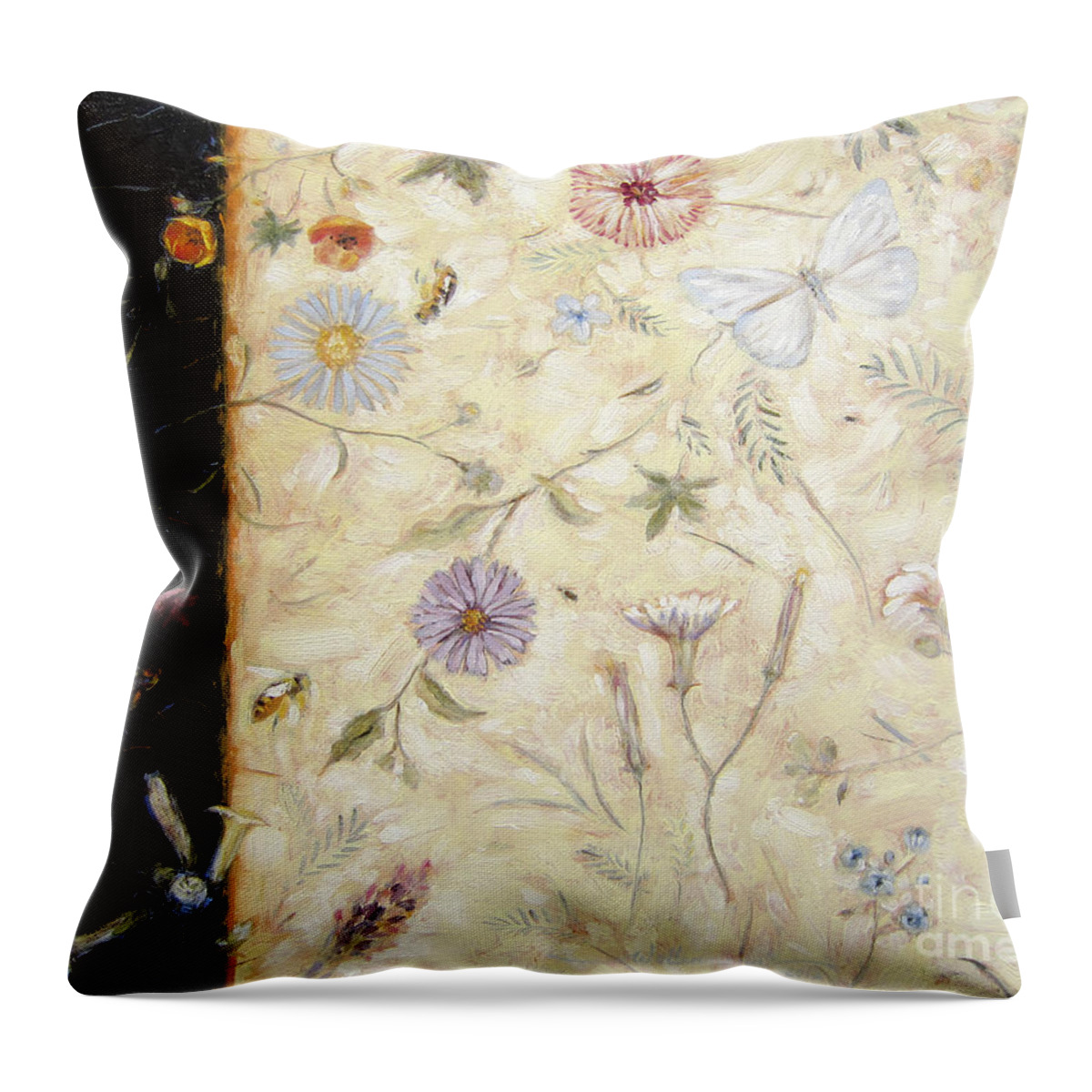Bee Throw Pillow featuring the painting So Many Choices by Randy Wollenmann