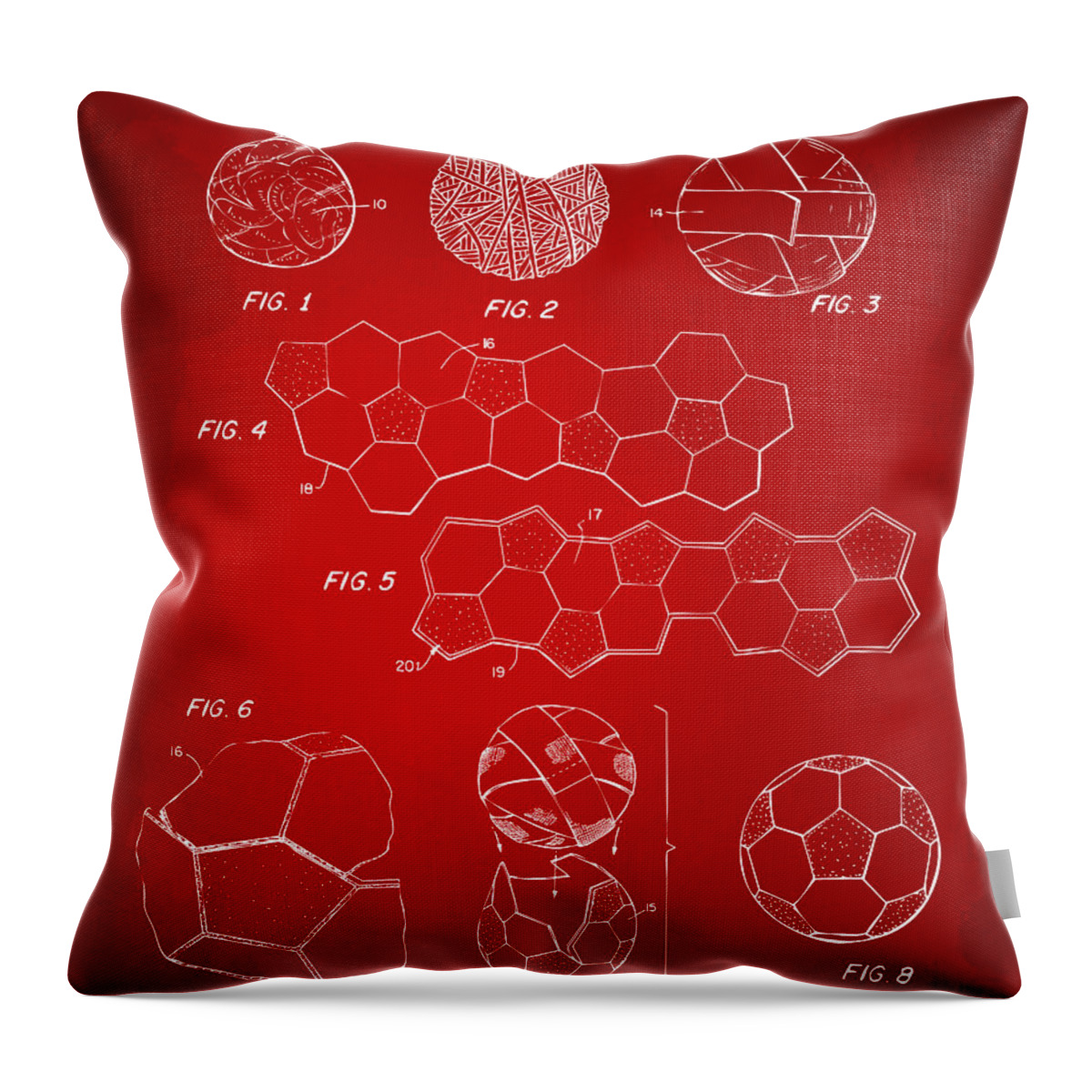 Soccer Throw Pillow featuring the digital art Soccer Ball Construction Artwork - Red by Nikki Marie Smith