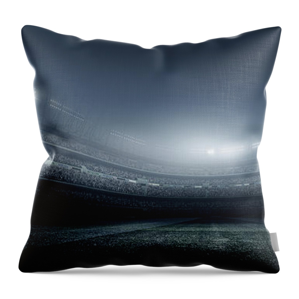 Soccer Uniform Throw Pillow featuring the photograph Soccer Player With Ball In Stadium by Dmytro Aksonov