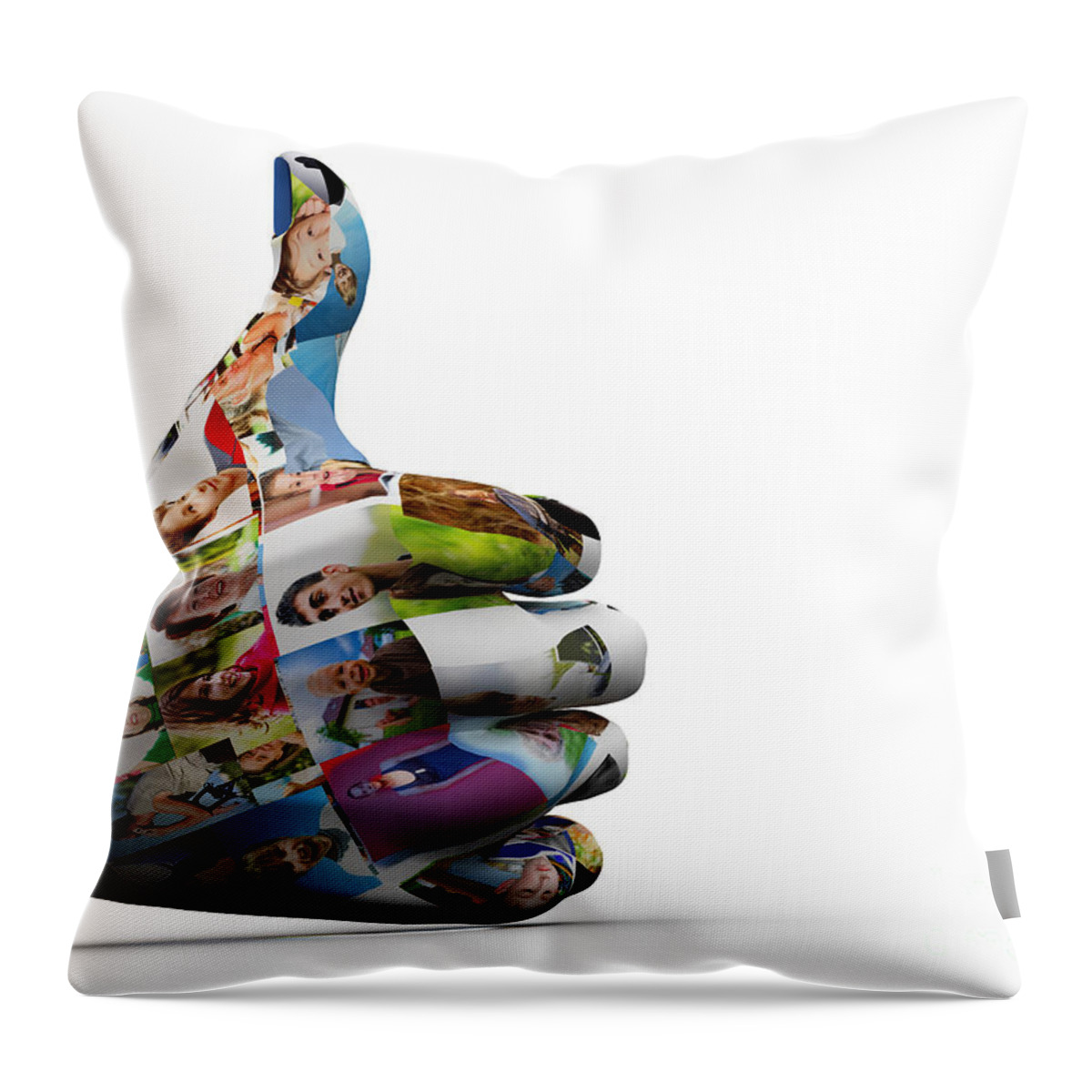 Social Throw Pillow featuring the digital art Social media People painted hand in OK sign by Michal Bednarek