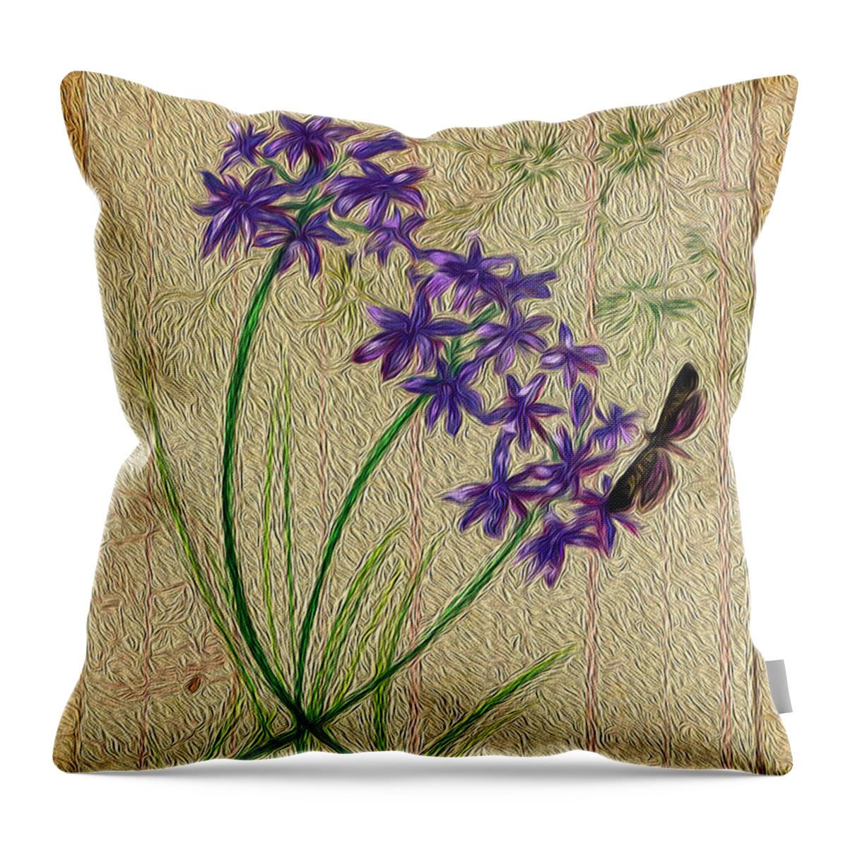 Flowers Throw Pillow featuring the digital art Society Garlic by Portraits By NC