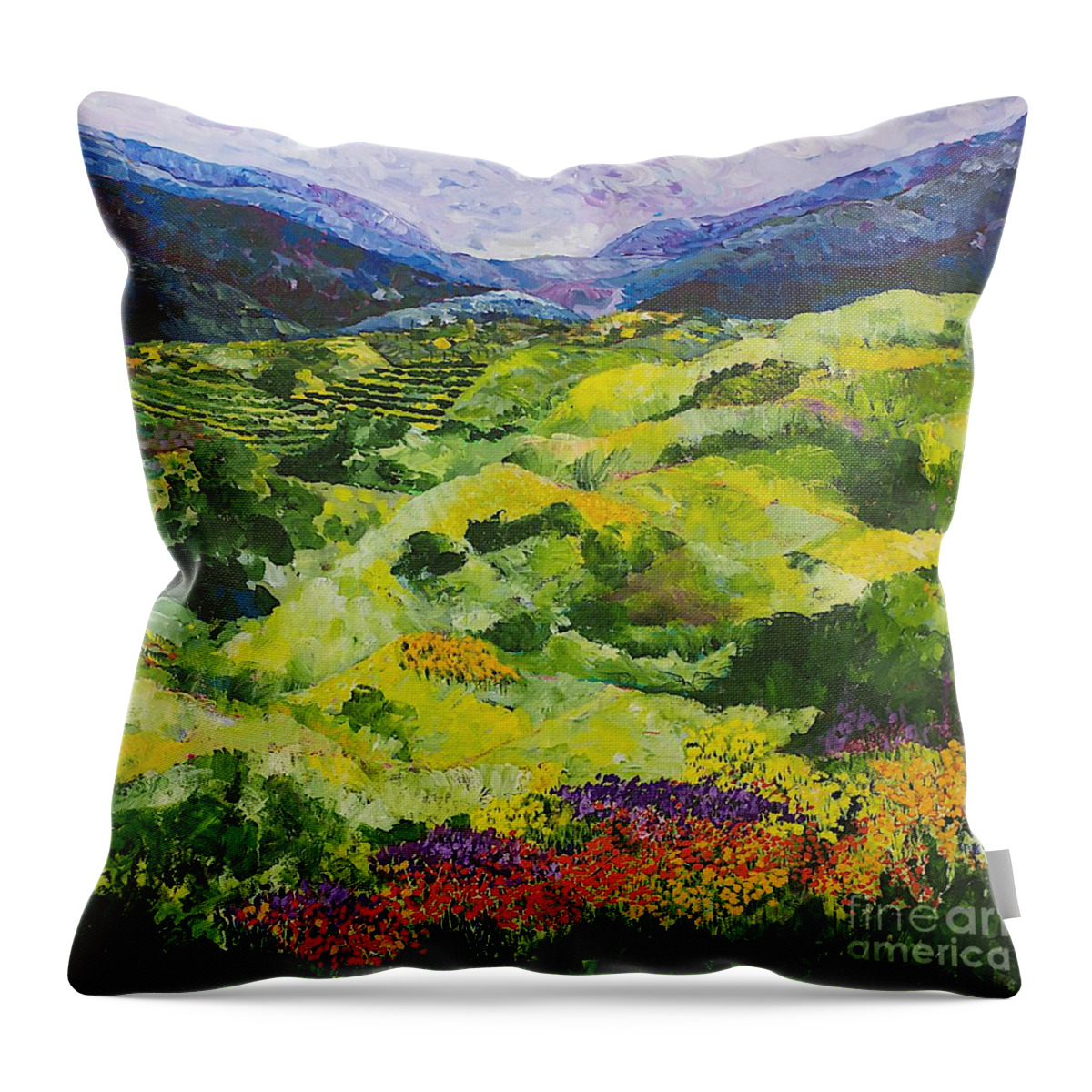 Landscape Throw Pillow featuring the painting Soft Grass by Allan P Friedlander