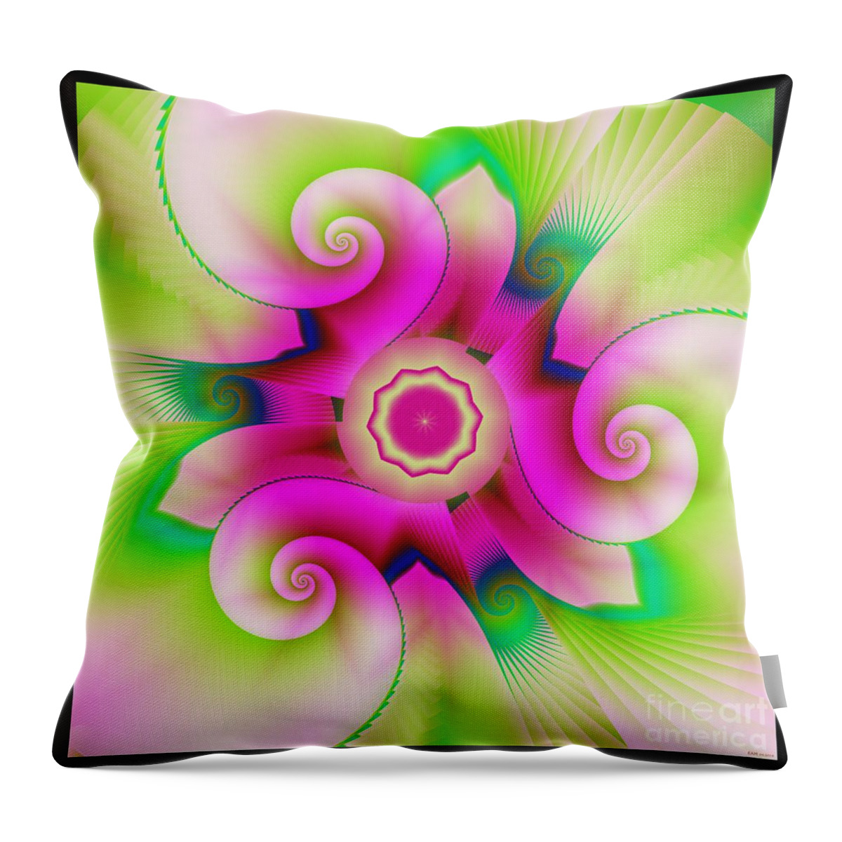 Softly Pink And Green Throw Pillow featuring the digital art Softly Pink and Green by Elizabeth McTaggart