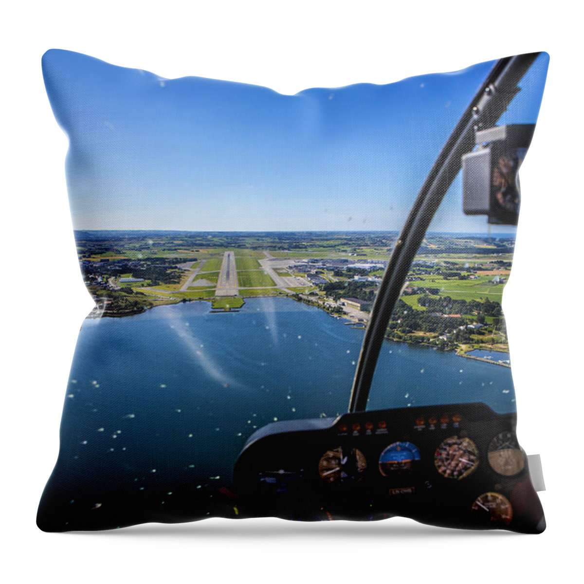 Water's Edge Throw Pillow featuring the photograph Sola And Sola Airport, Aerial Shot by Sindre Ellingsen