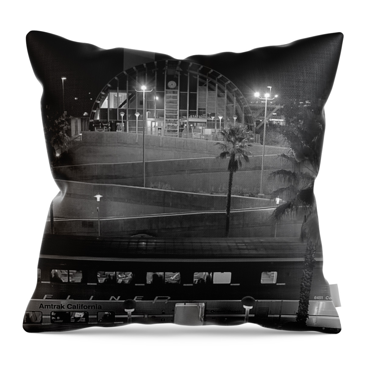Solana Beach Train Station Throw Pillow featuring the photograph Solana Beach Train Station by Dusty Wynne