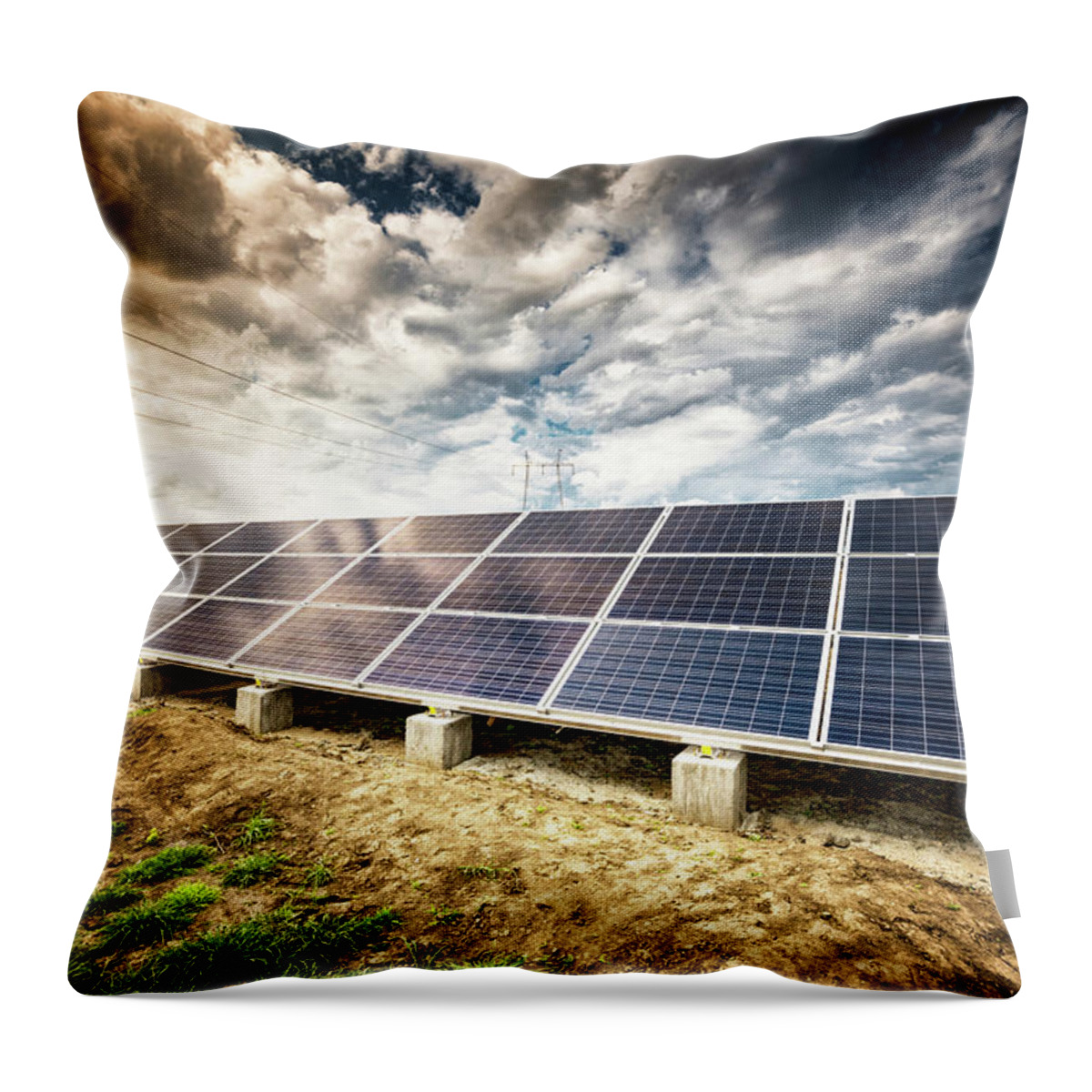 Environmental Conservation Throw Pillow featuring the photograph Solar Energy Panels by Egon69