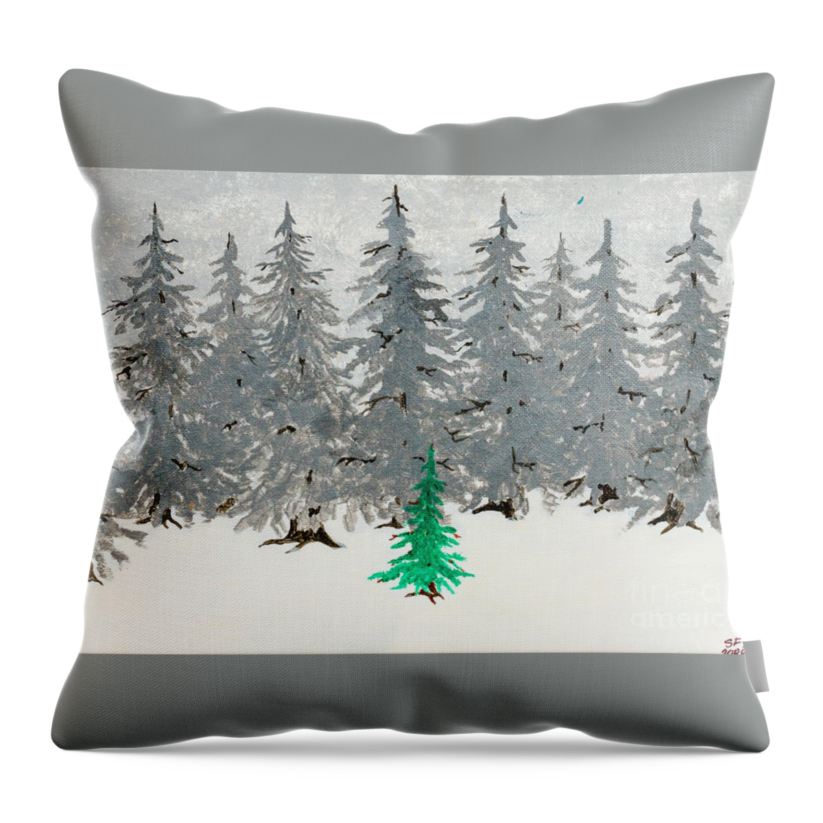 Trees Throw Pillow featuring the painting Solitary by Stefanie Forck