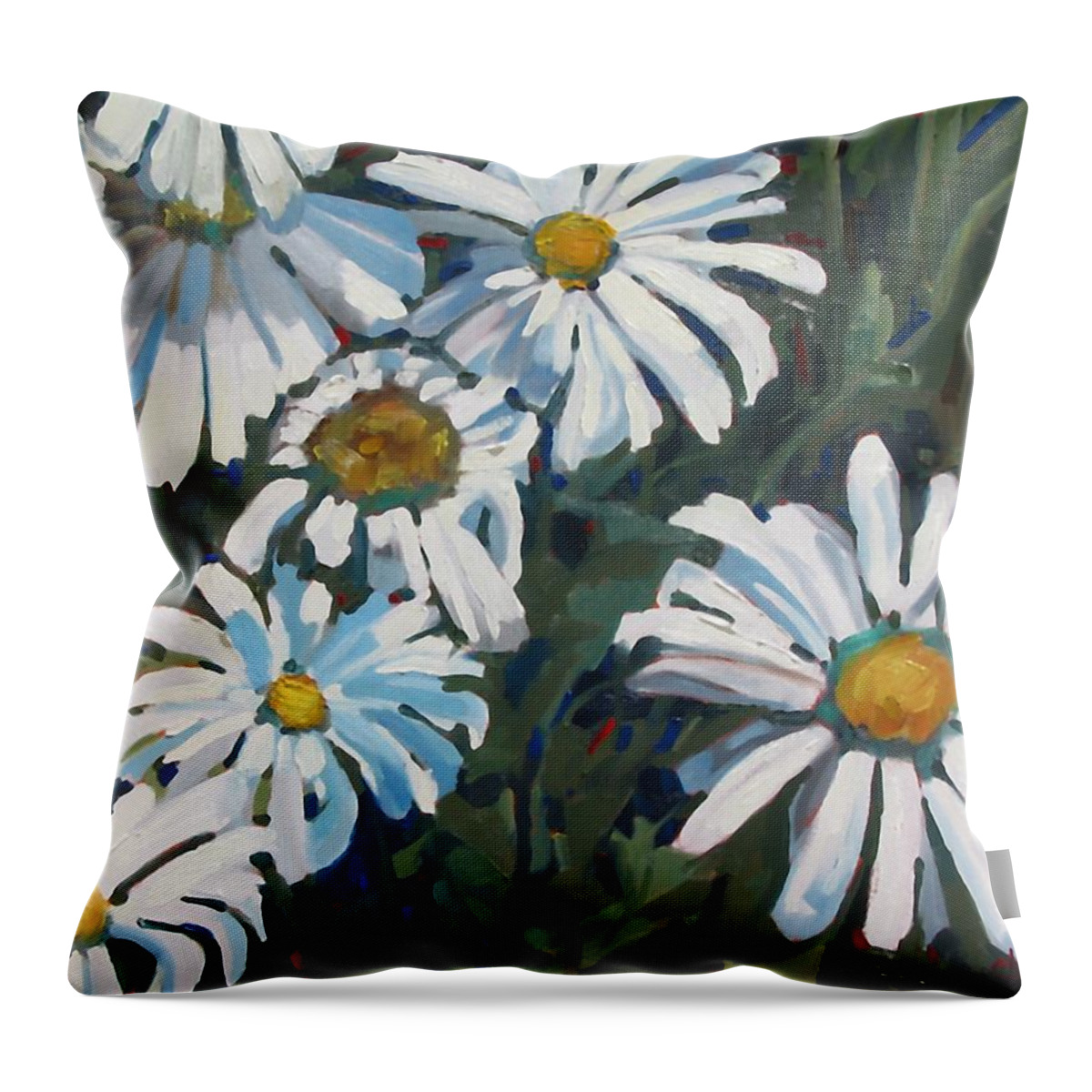 Floral Throw Pillow featuring the painting Some Are Daisies by Phil Chadwick
