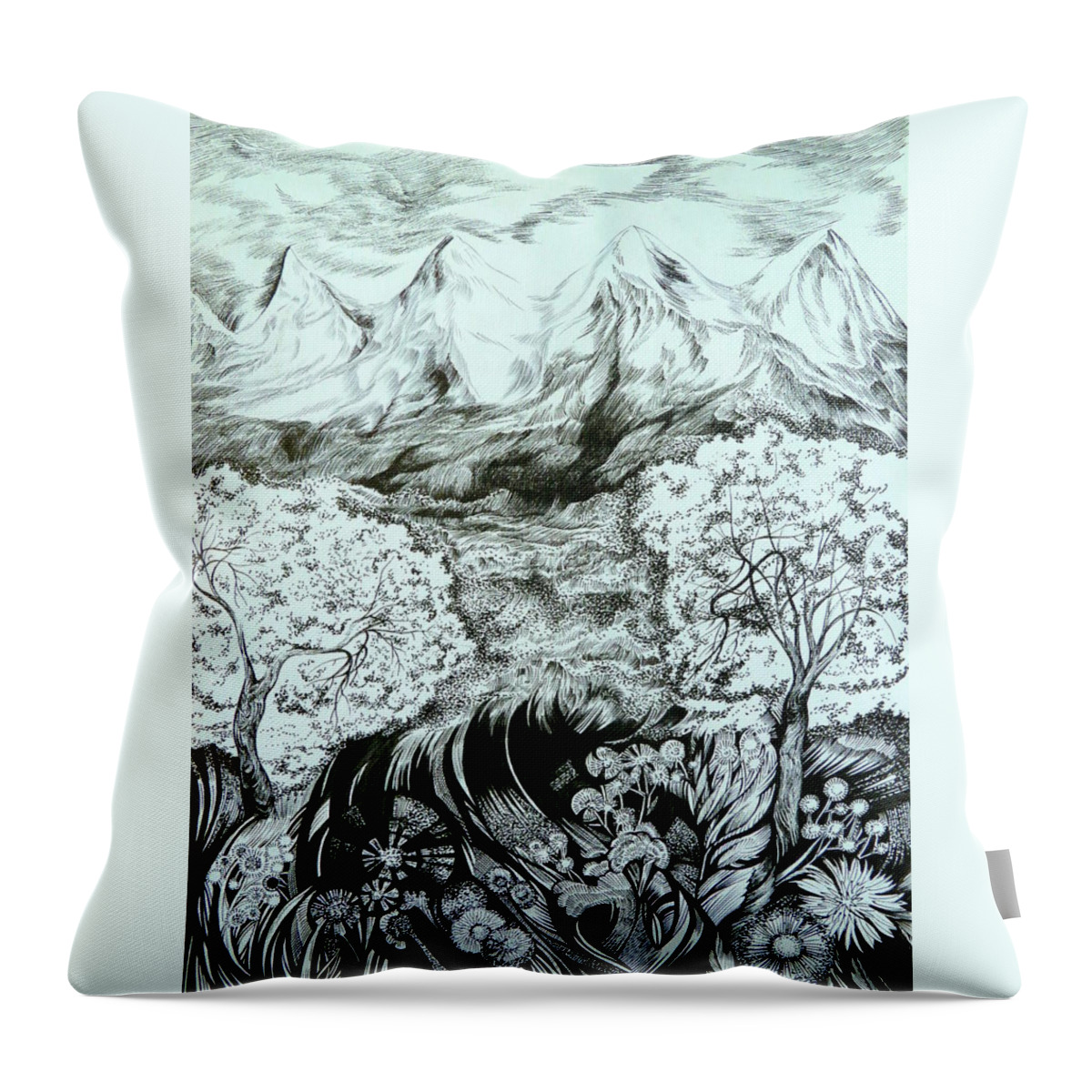 Nature Throw Pillow featuring the drawing Somebody's Spring by Anna Duyunova