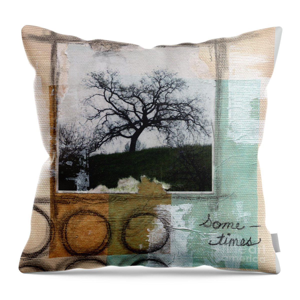 Tree Throw Pillow featuring the mixed media Sometimes by Linda Woods