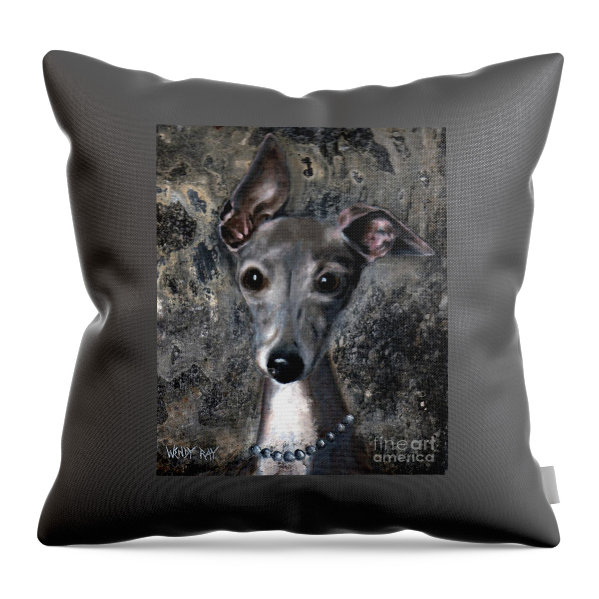 Italian Greyhound Throw Pillow featuring the painting Sophie by Wendy Ray