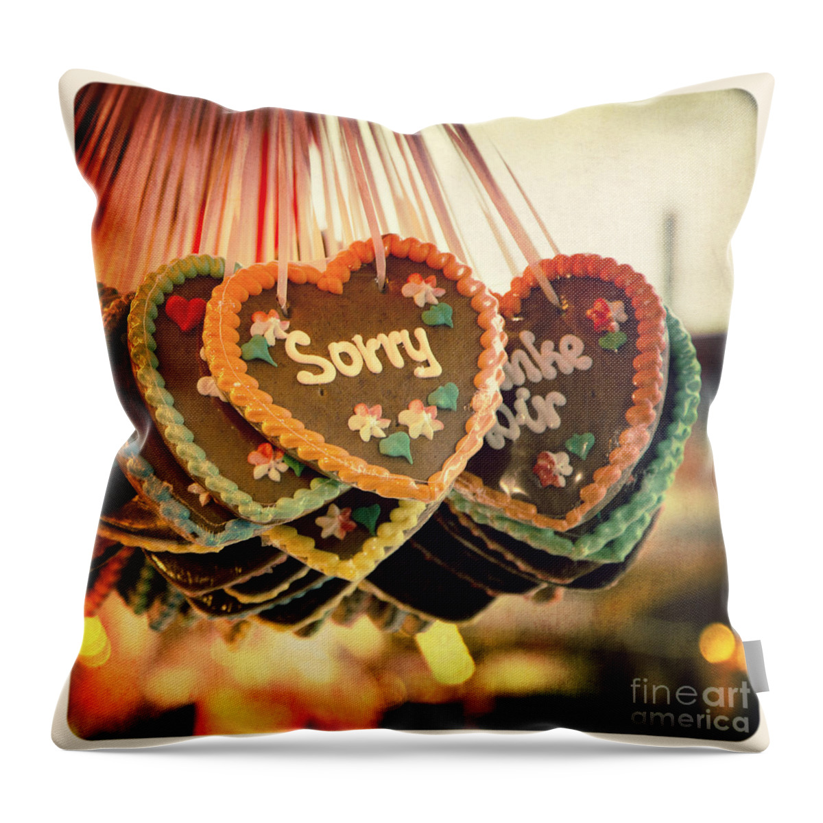 Cross Throw Pillow featuring the photograph Sorry gingerbread by Jane Rix
