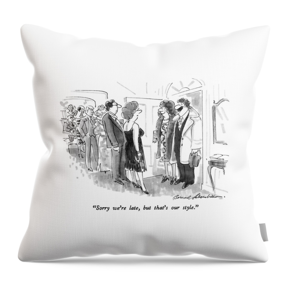 Sorry We're Late Throw Pillow