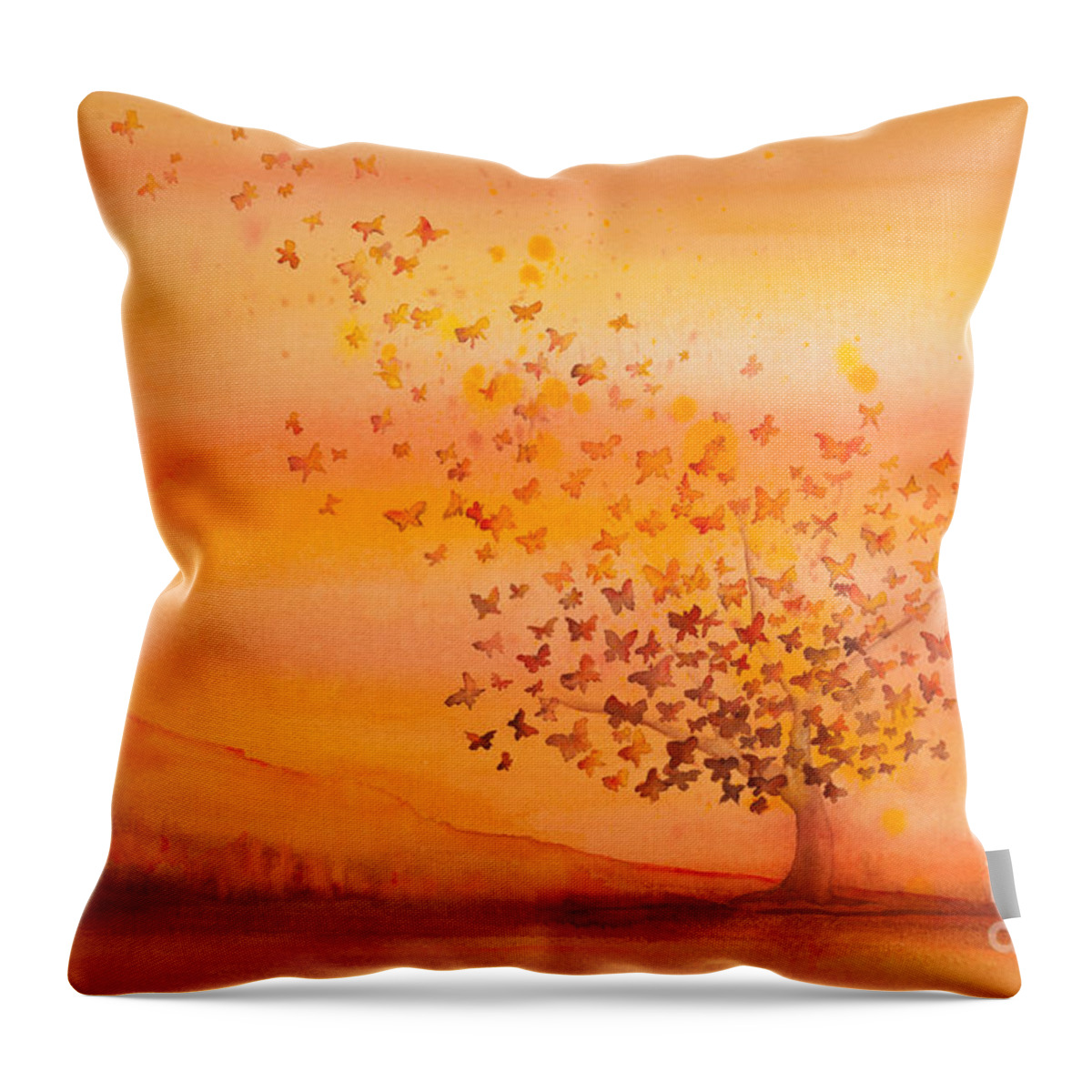 Butterfly Throw Pillow featuring the painting Soul Freedom Watercolor Painting by Michelle Constantine