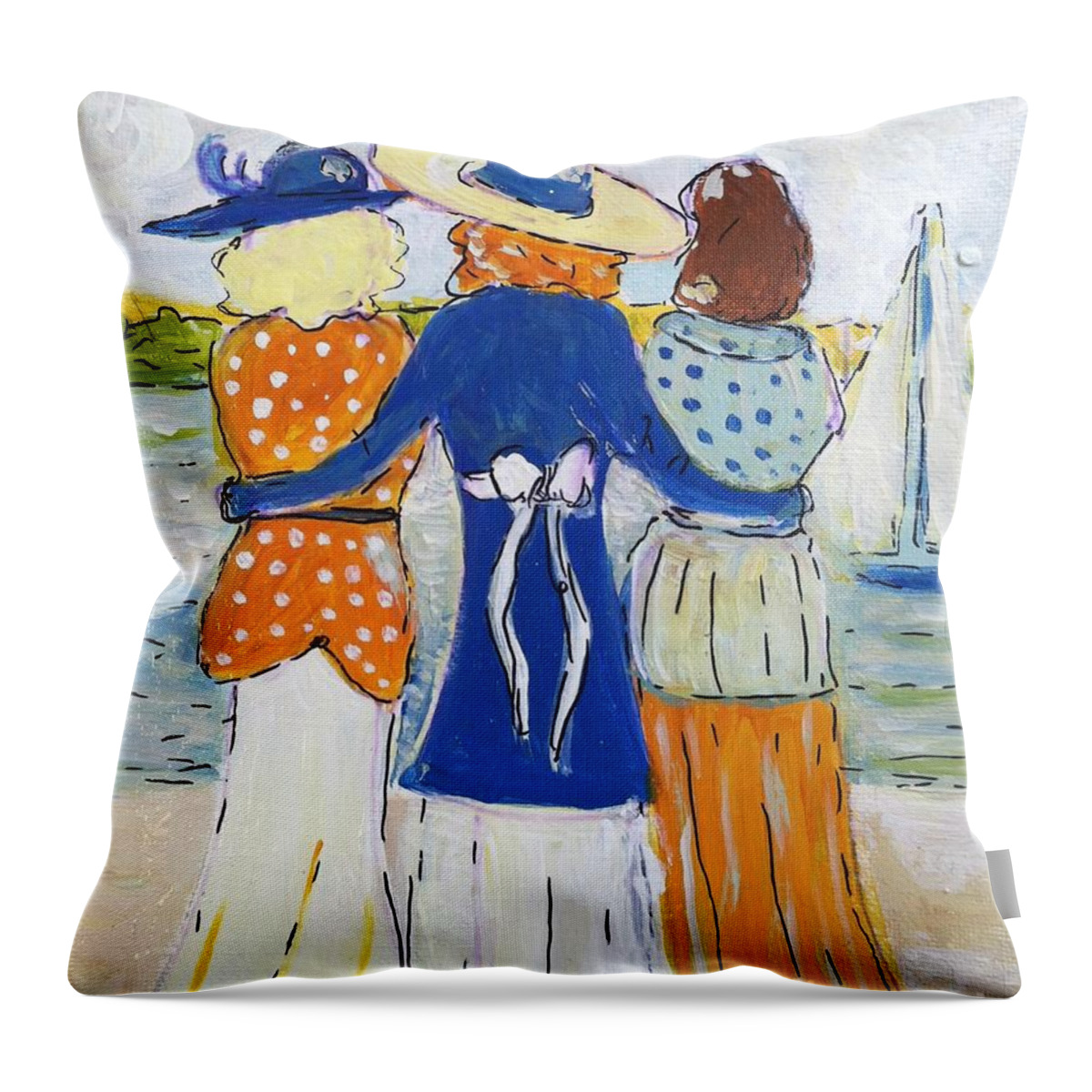Soul Sisters Throw Pillow featuring the painting Soul Sisters by Jacqui Hawk