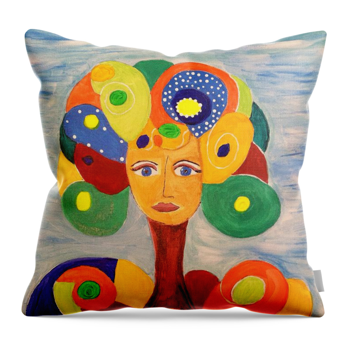 Abstract Throw Pillow featuring the painting Soulful Tree III by Julie Crisan