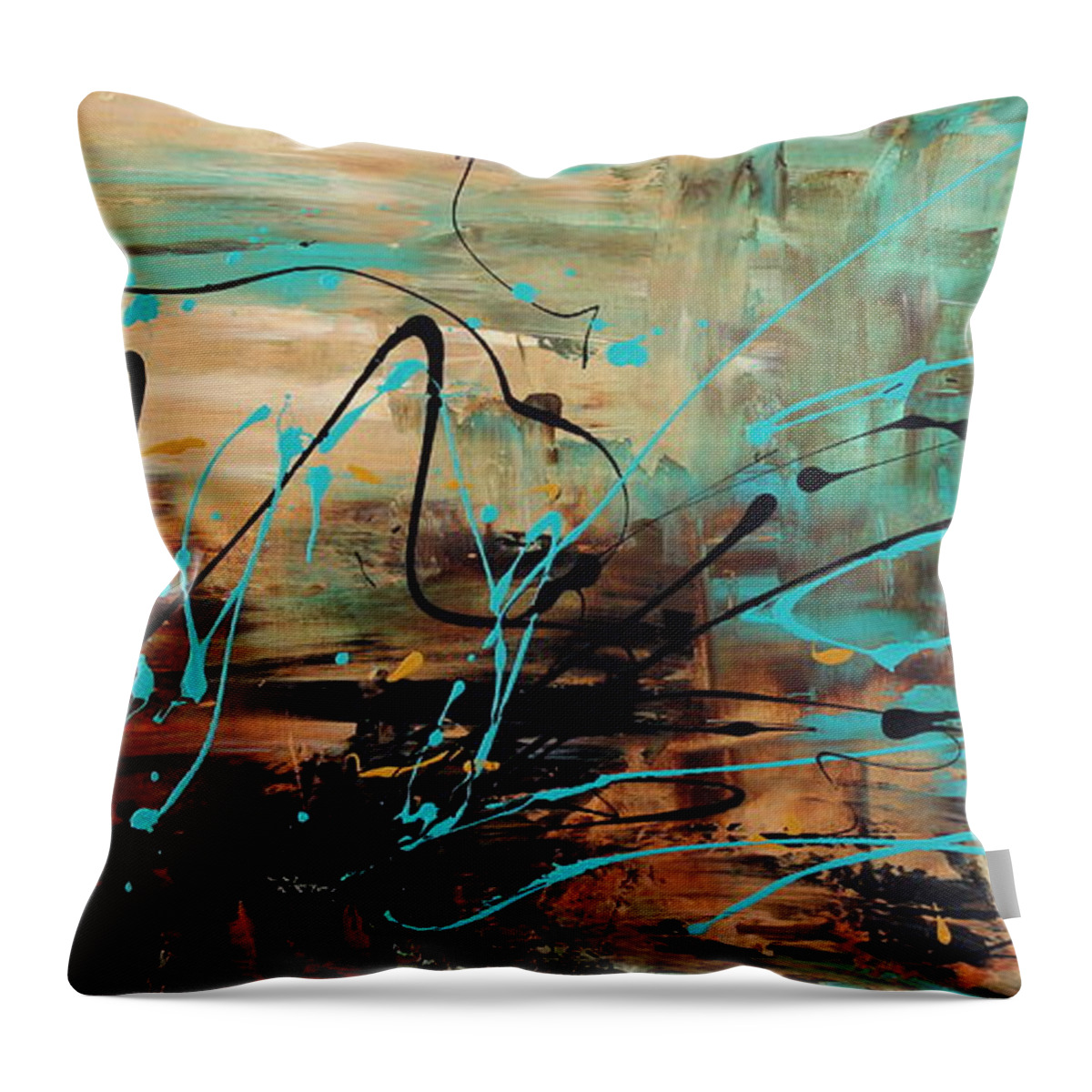 Contemporary Paintings Throw Pillow featuring the painting Sound Effect by Preethi Mathialagan