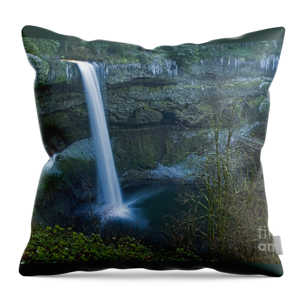Beauty Throw Pillow featuring the photograph South Falls Winterscape by Nick Boren