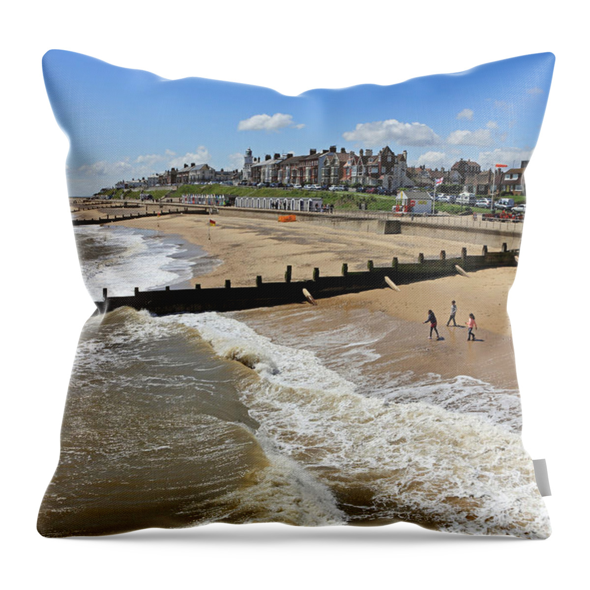 Southwold Throw Pillow featuring the photograph Southwold Beach by Julia Gavin