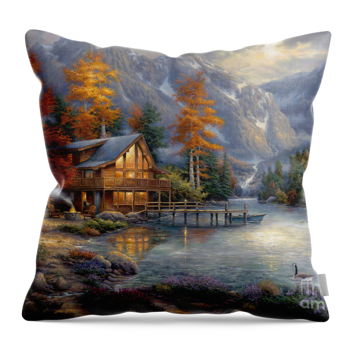 #faatoppicks Throw Pillow featuring the painting Space for Reflection by Chuck Pinson