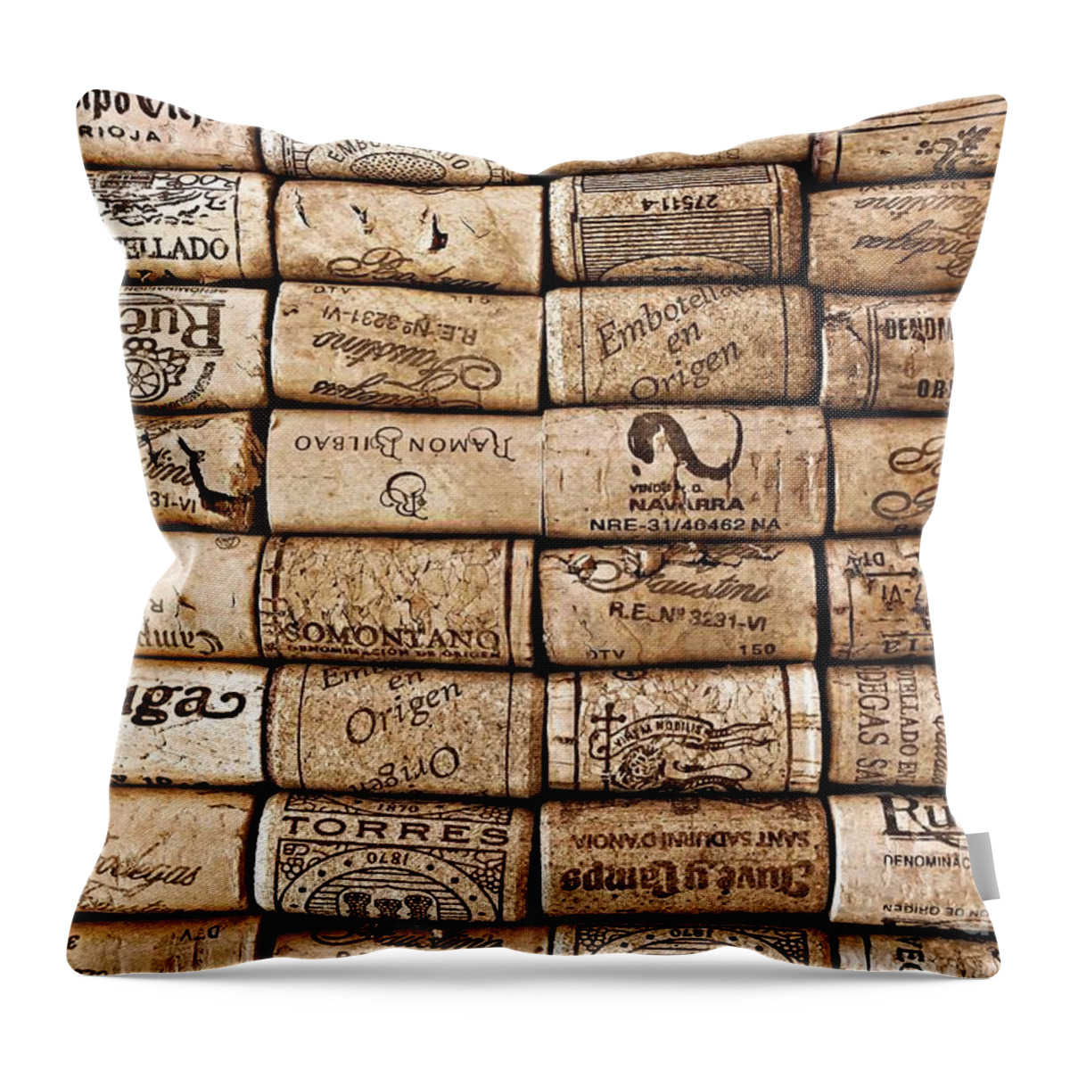 Wine Throw Pillow featuring the photograph Spanish Corks by Clare Bevan