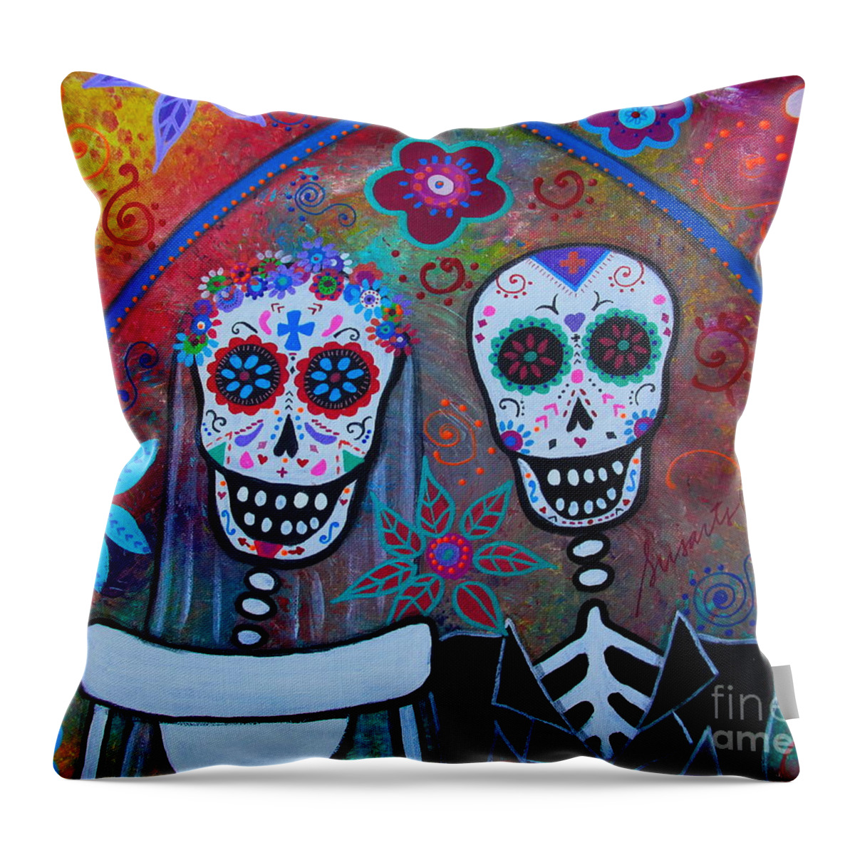 Wedding Throw Pillow featuring the painting Our Love by Pristine Cartera Turkus
