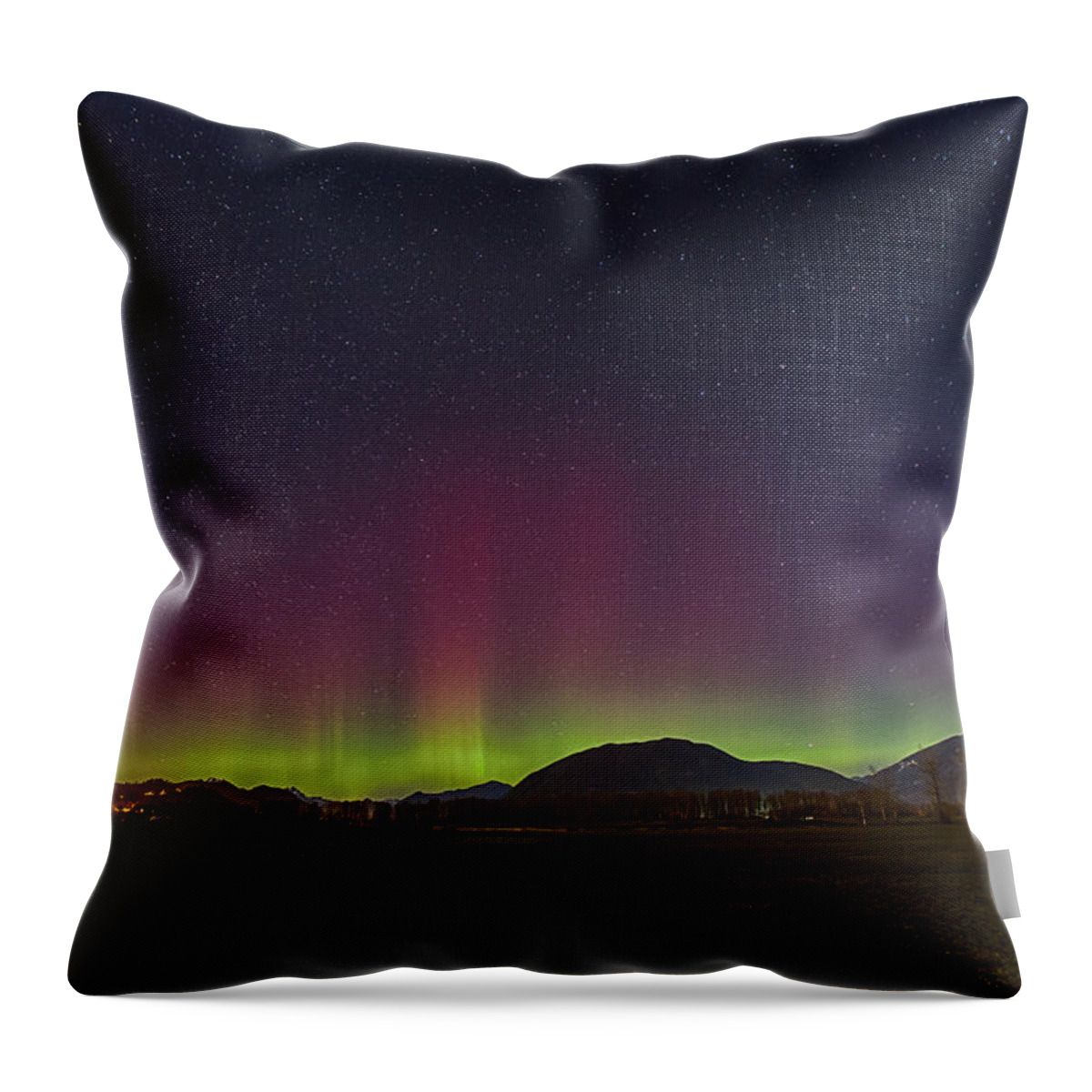 Aurora Throw Pillow featuring the photograph Spectacular green-red-magenta Northern lights by Eti Reid