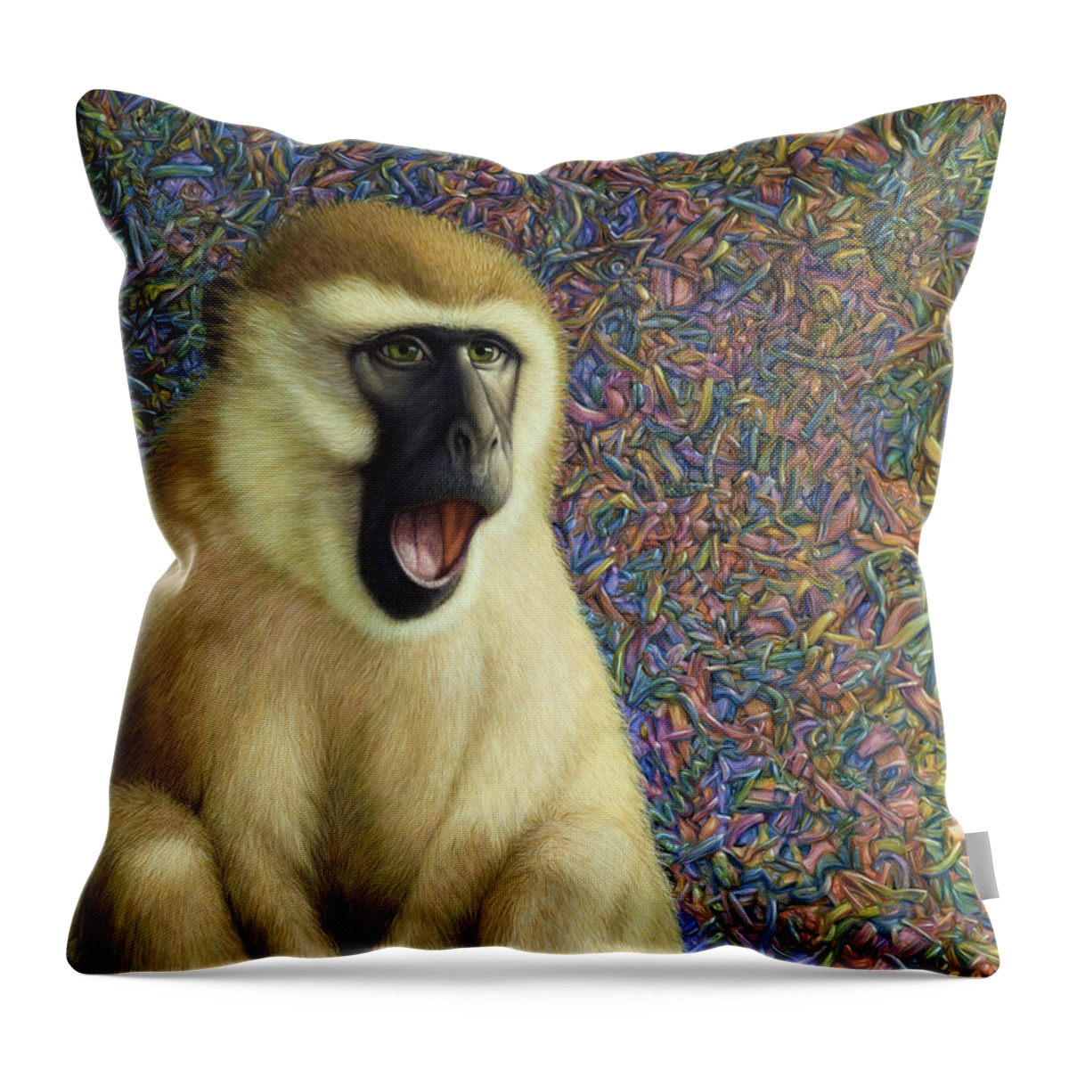 Monkey Throw Pillow featuring the painting Speechless by James W Johnson