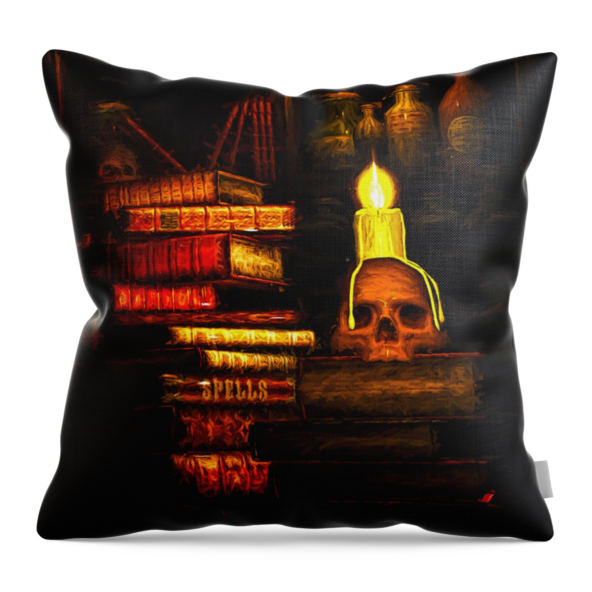 Spell Throw Pillow featuring the painting Spells by Bob Orsillo