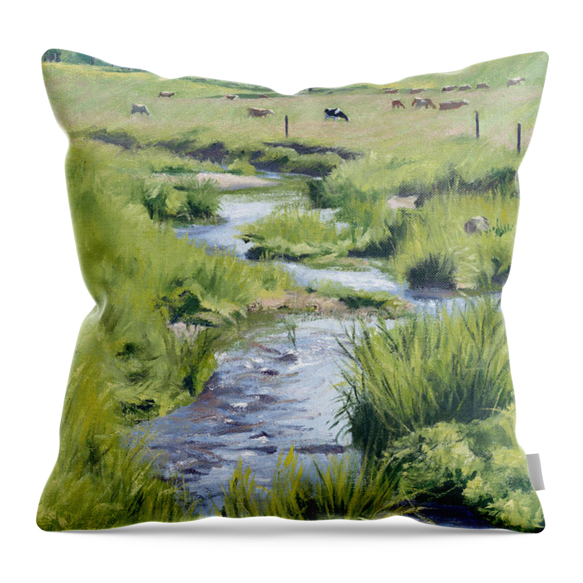 Vermont Throw Pillow featuring the painting Spencer Hollow Meadow by Candace Lovely
