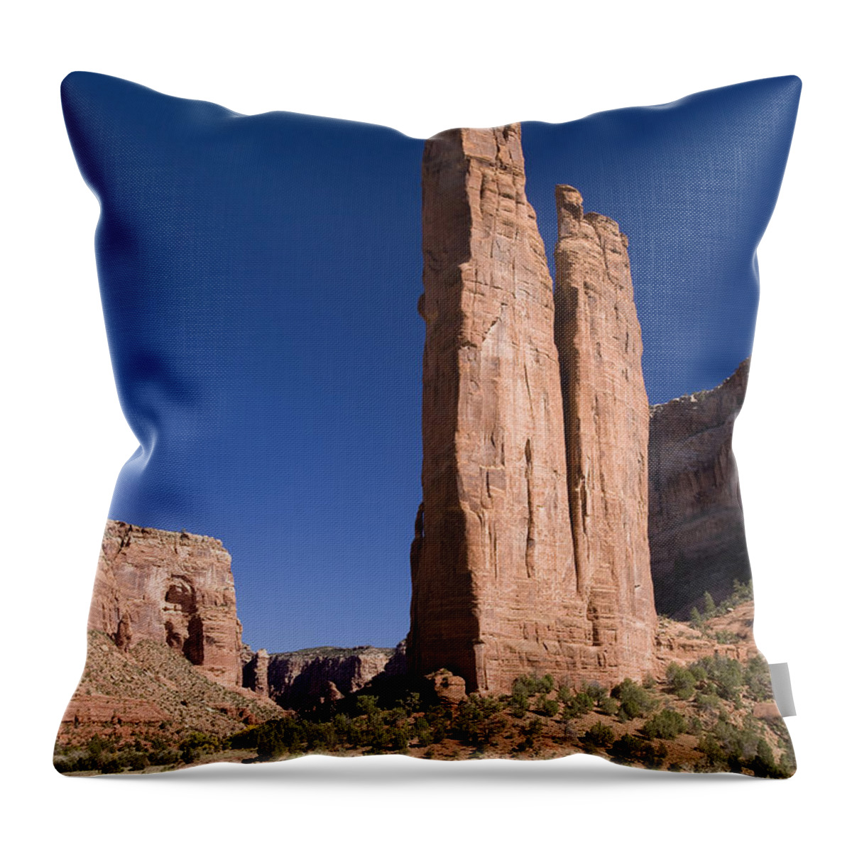 Feb0514 Throw Pillow featuring the photograph Spider Rock Canyon De Chelly by Tom Vezo