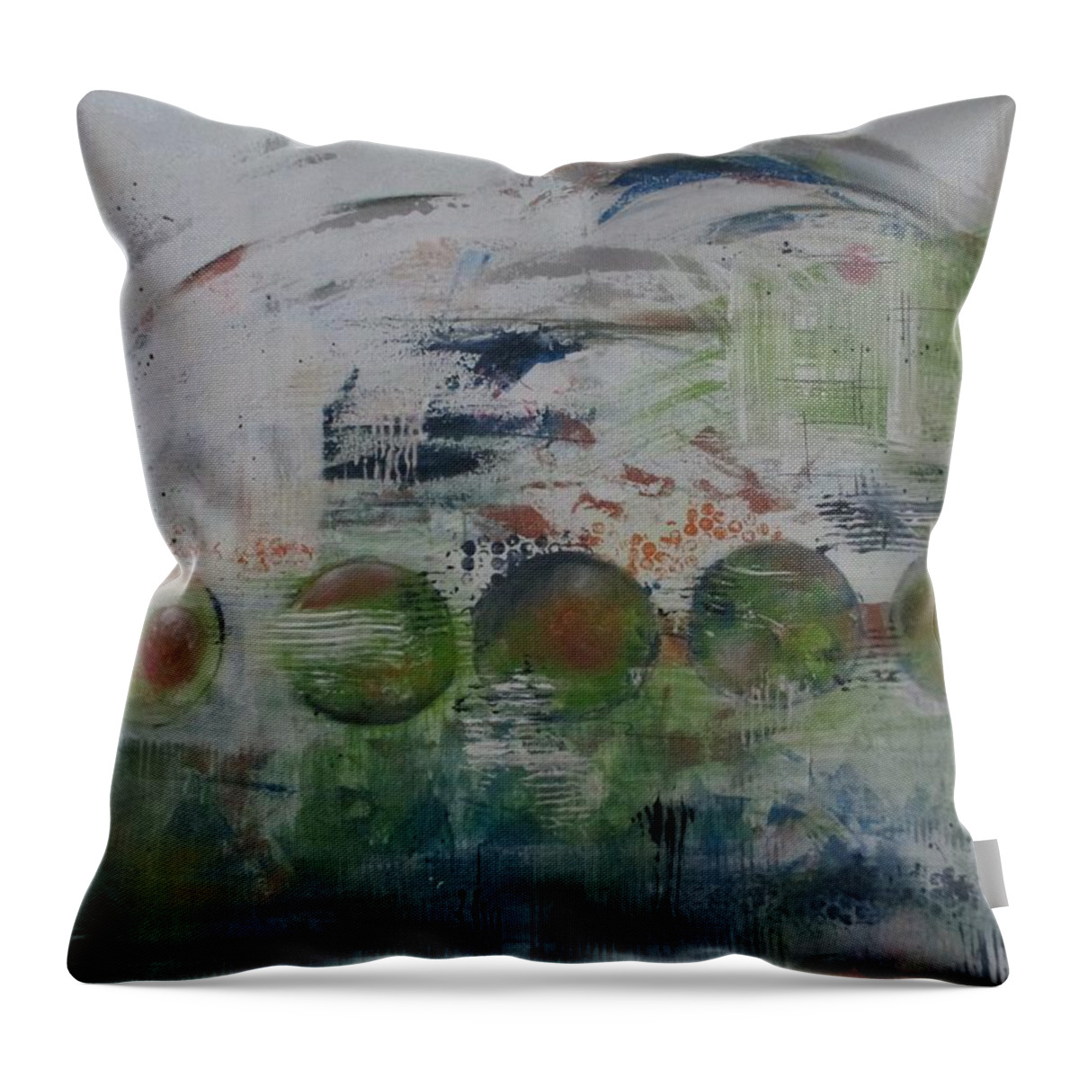 Abstract Throw Pillow featuring the painting Spin The Earth by Jacqui Hawk