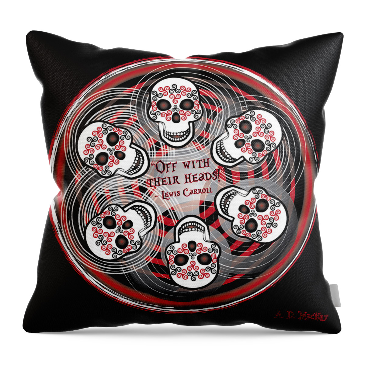 Celtic Spirals Throw Pillow featuring the digital art Spinning Celtic Skulls by Celtic Artist Angela Dawn MacKay