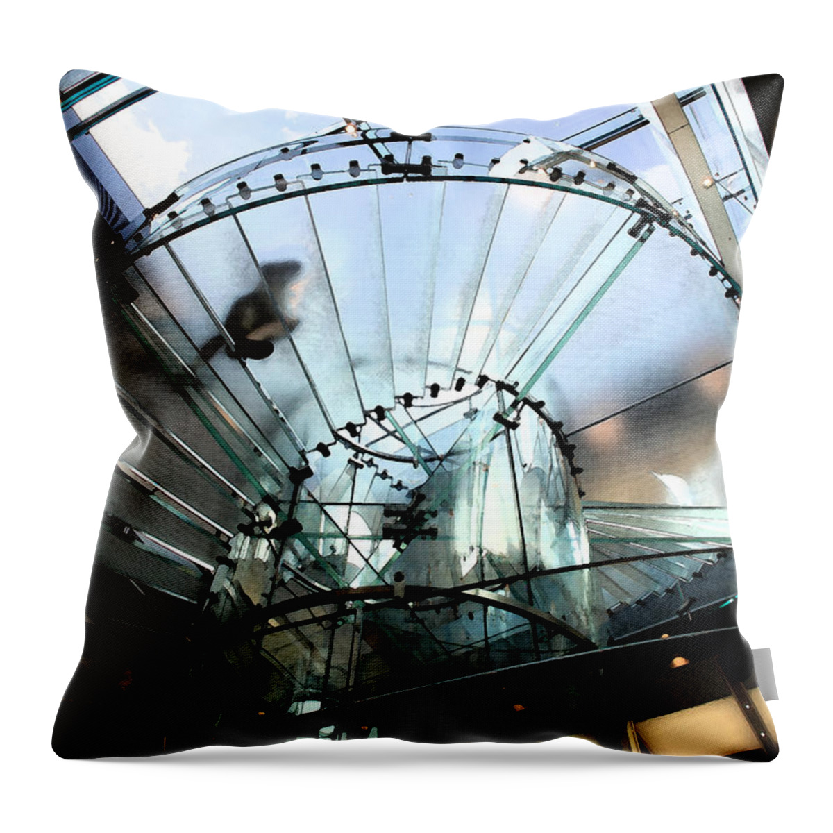 Stairs Throw Pillow featuring the photograph Spiraling Glass by Norma Brock