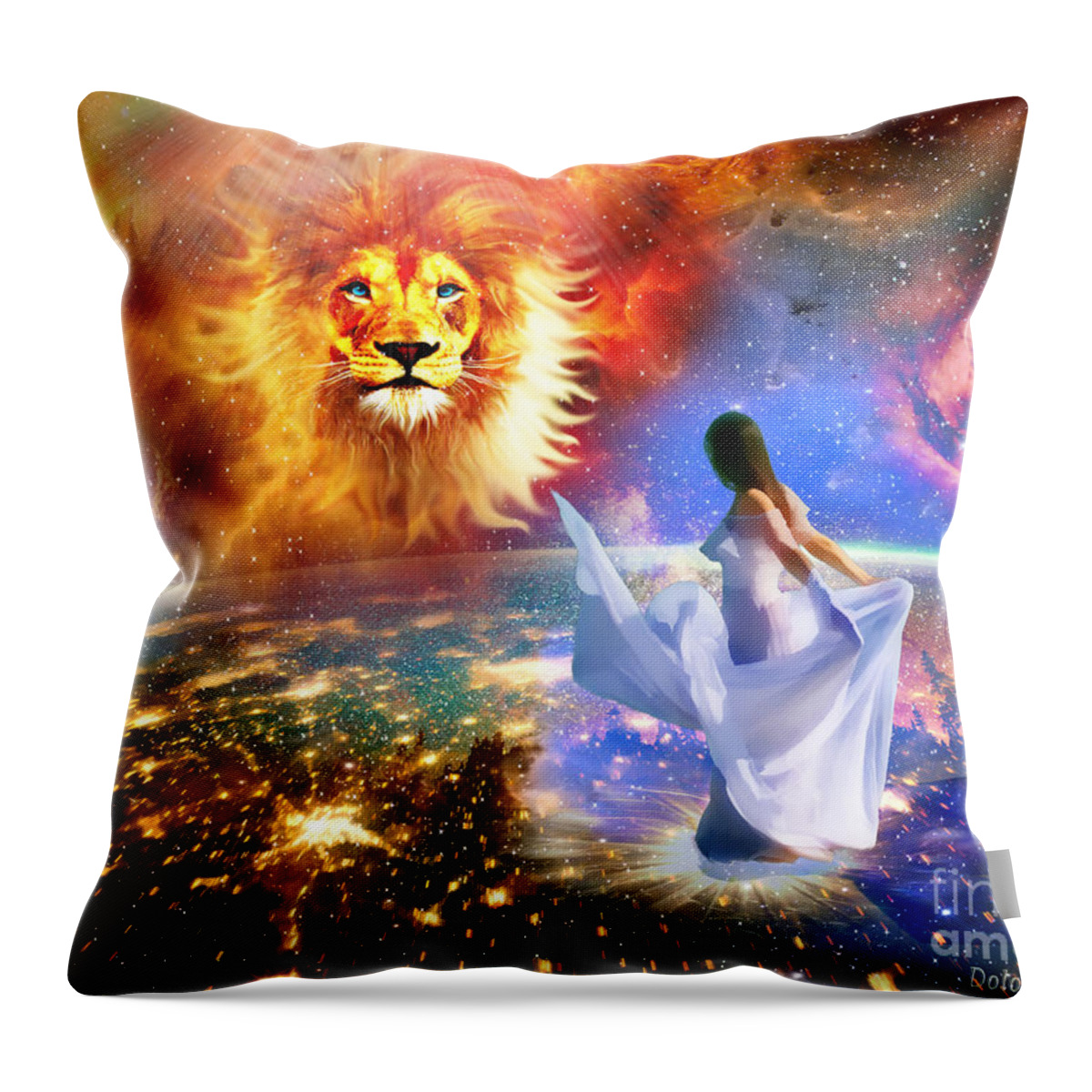 Lion Of Judah Bride Of Christ On Earth As It Is In Heaven Intimacy Throw Pillow featuring the digital art Spirit and Truth by Dolores Develde