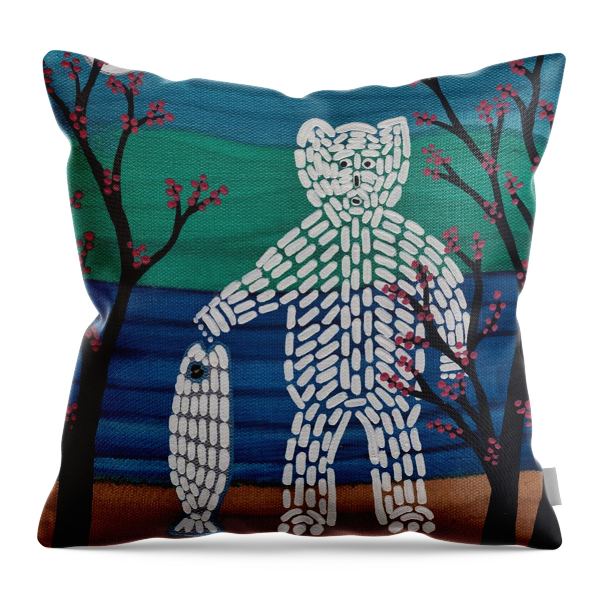 Spirit Bear Bella Coola Throw Pillow featuring the painting Spirit Bear Bella Coola by Barbara St Jean