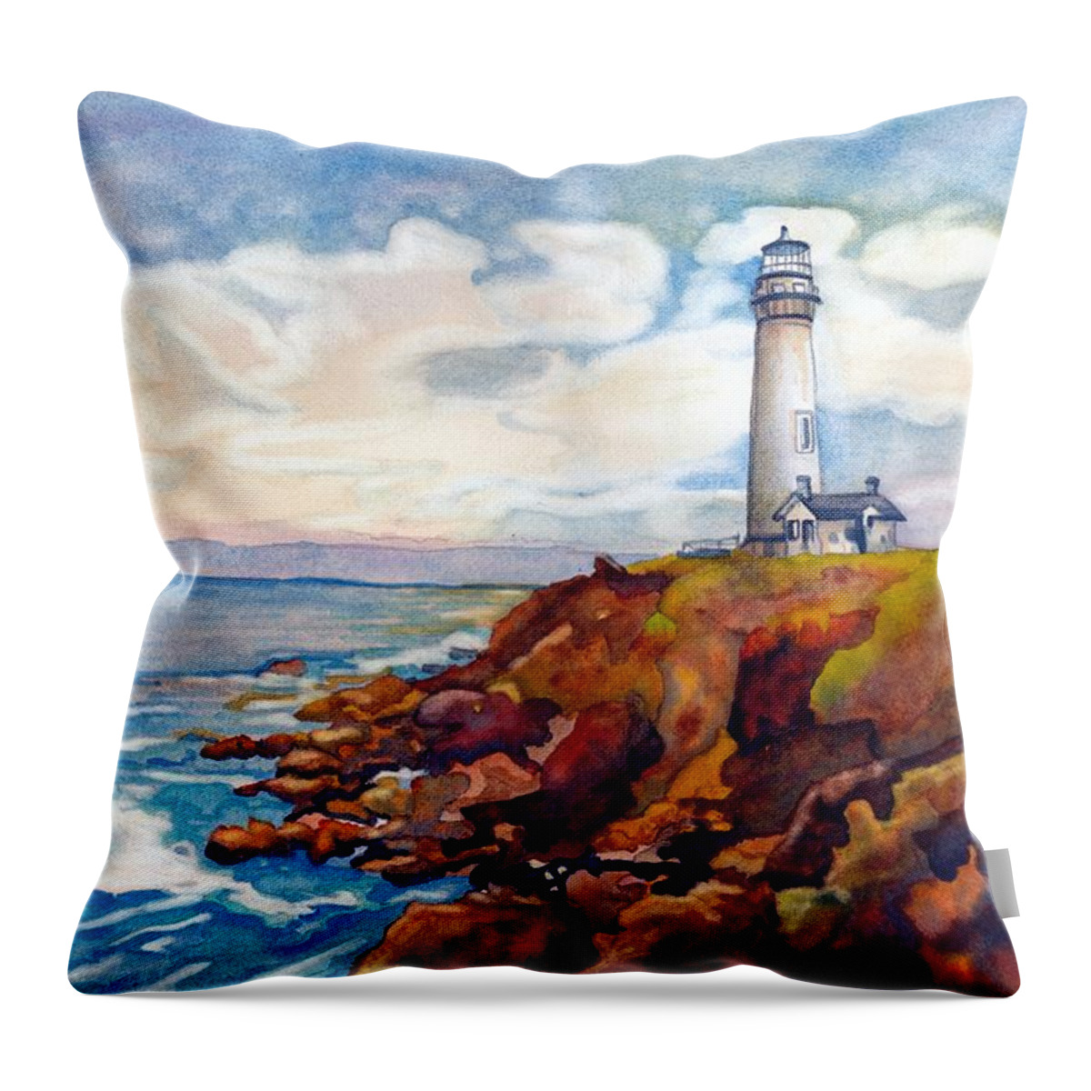 Watercolor Throw Pillow featuring the painting Spirit Light by Gerald Carpenter