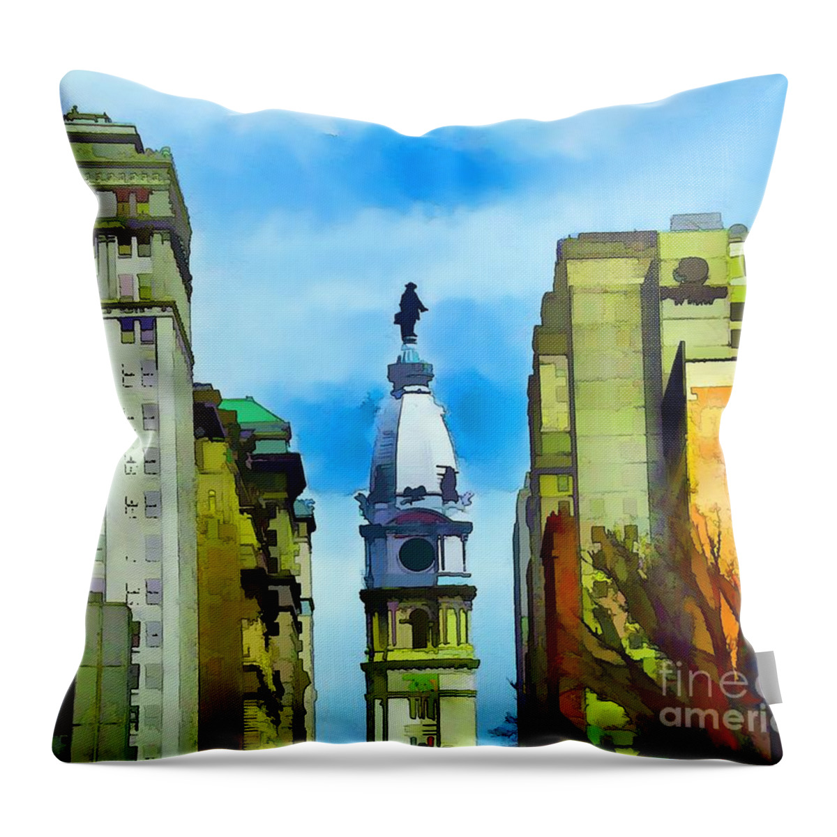 Spirit Of Philly Throw Pillow featuring the painting Spirit Of Philly by Robyn King