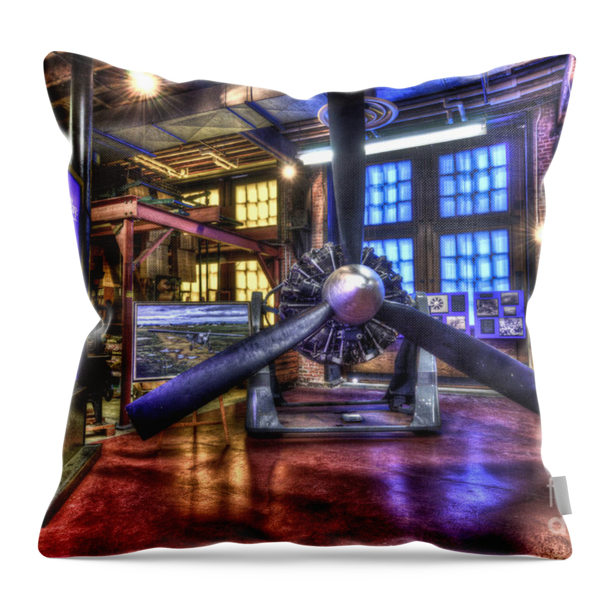 Hdr Throw Pillow featuring the photograph Spirit of St.Louis Engine by Anthony Sacco