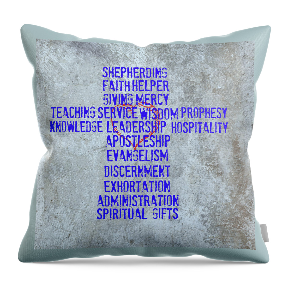 Typographic Art Throw Pillow featuring the mixed media Spiritual Gifts #1 by Eric Liller