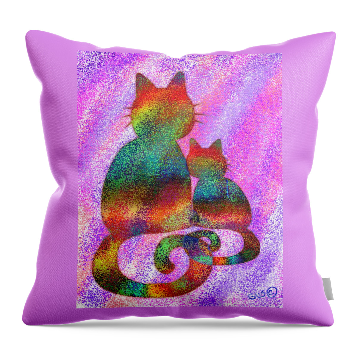 Cat Throw Pillow featuring the digital art Splatter Cats 2 by Nick Gustafson