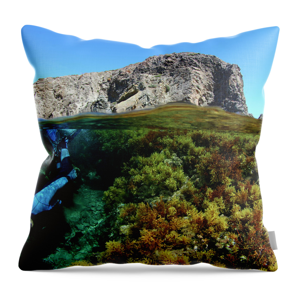 Mature Adult Throw Pillow featuring the photograph Split Snorkel by 548901005677